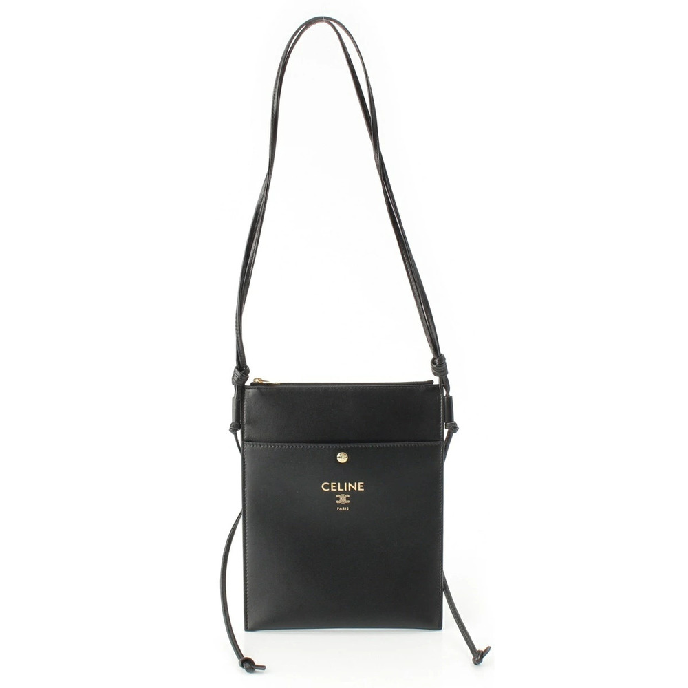 Celine Sharp Pouch Clutch Take Away Smooth Lambskin Shoulder Bag Black